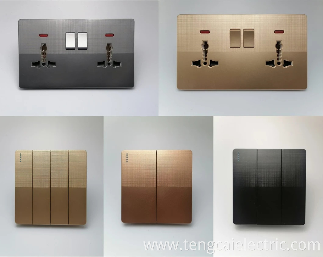 UK 4 Gang 2 Way Electrical Wall Light Switch Socket